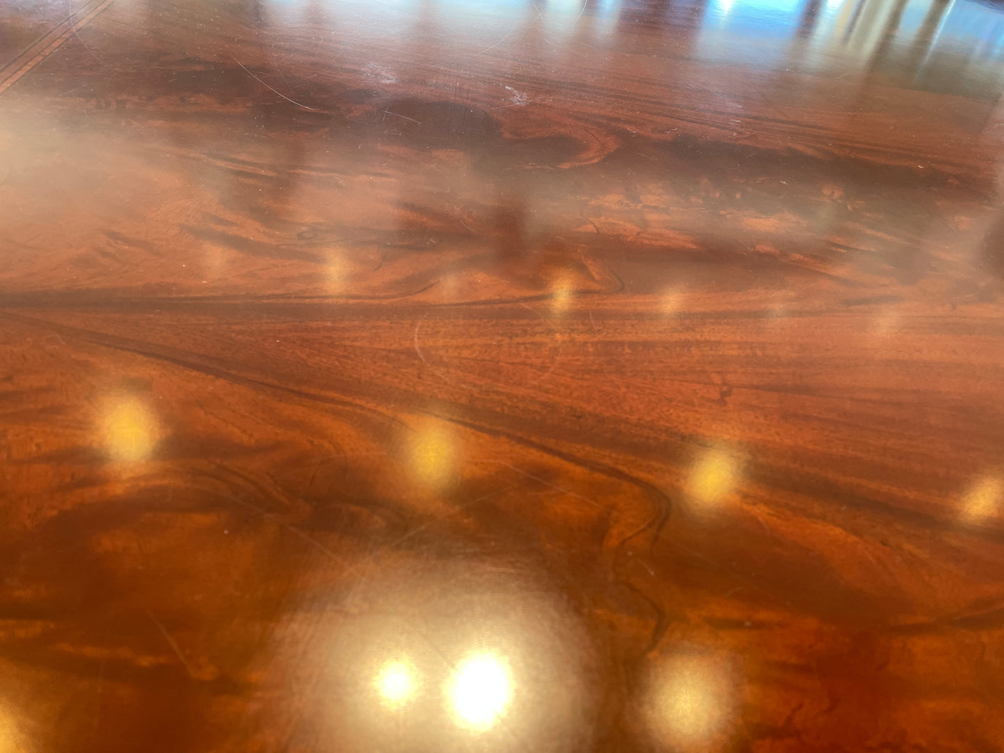 Guerra Vanni Double Pedestal Georgian Inlay Dining Table, AS IS (00Y008)