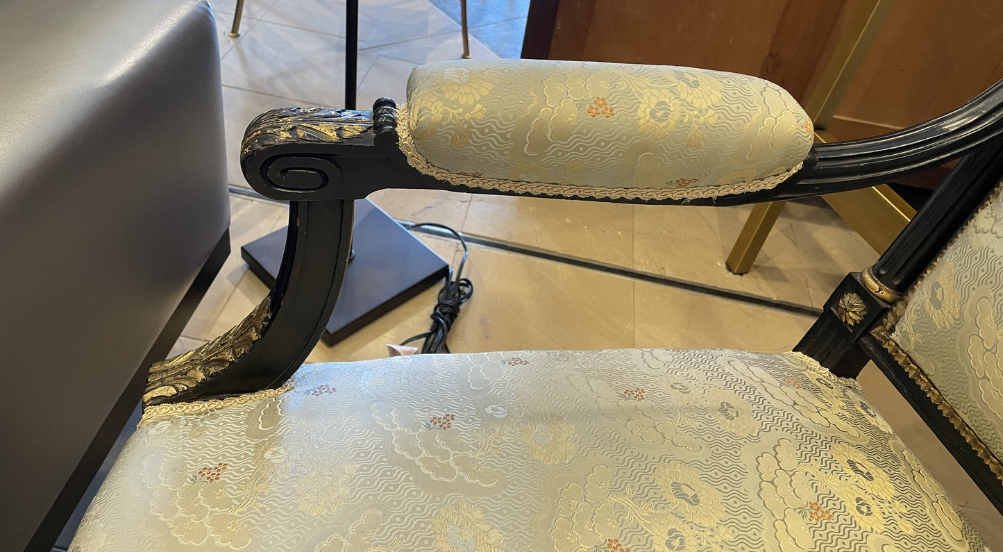 Louis XVI Style Settee in Silk, AS IS (00Y00B)