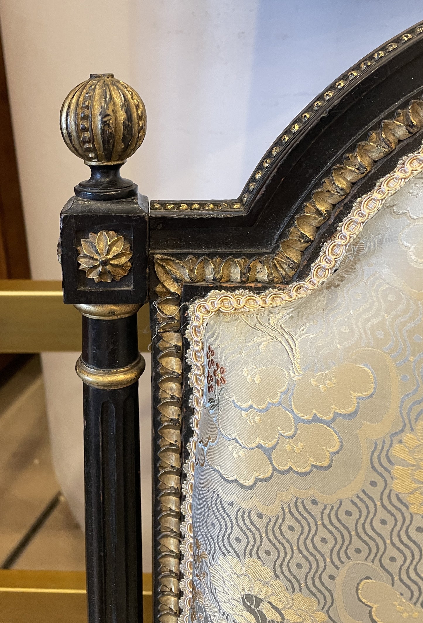 Louis XVI Style Settee in Silk, AS IS (00Y00B)