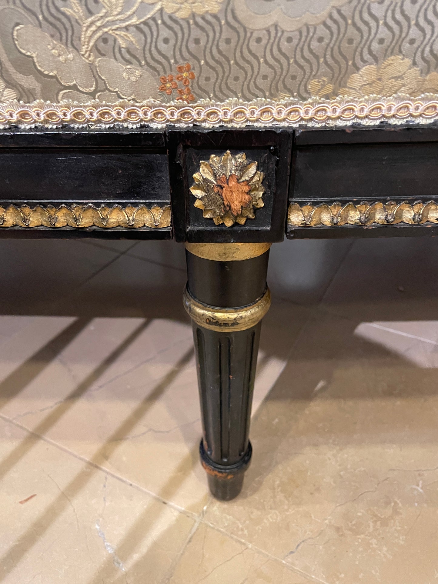 Louis XVI Style Settee in Silk, AS IS (00Y00B)