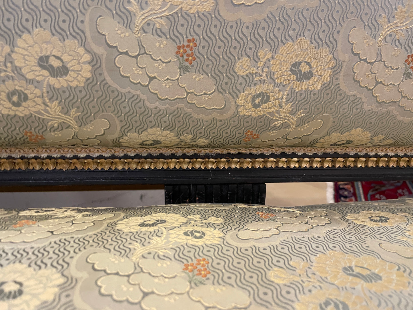 Louis XVI Style Settee in Silk, AS IS (00Y00B)