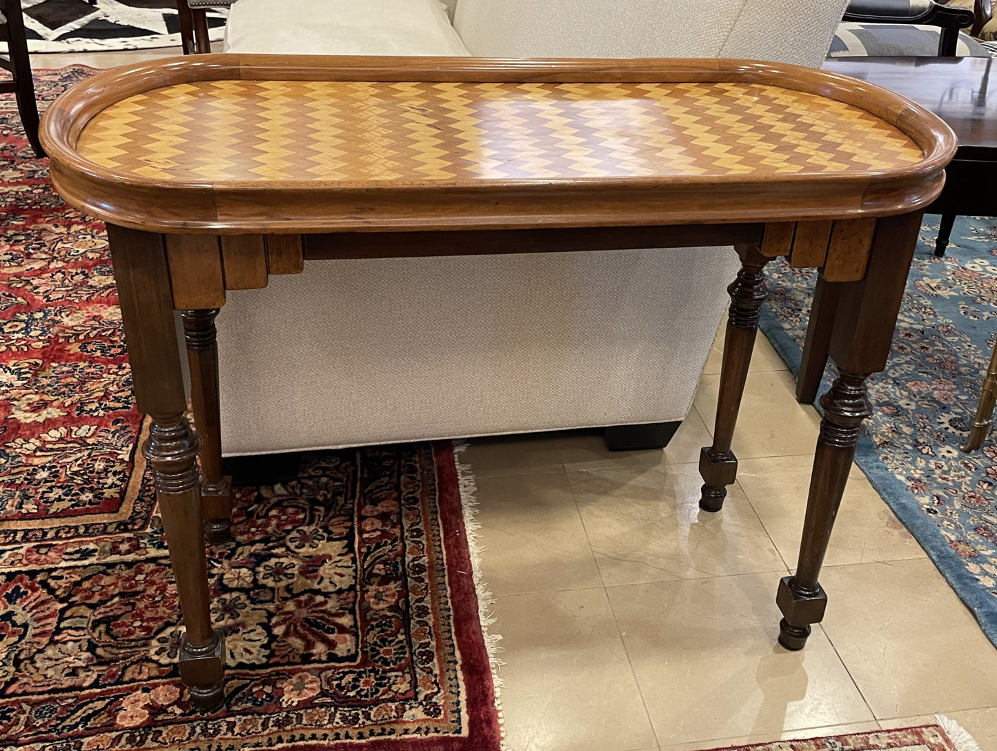 Oval Parquetry Library Table or Bar Table (00Y00H)