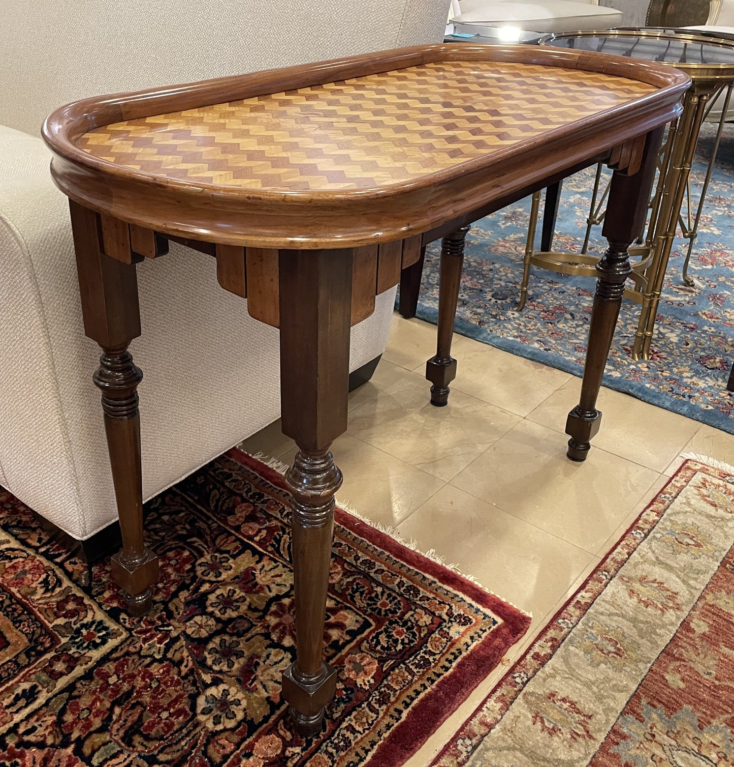 Oval Parquetry Library Table or Bar Table (00Y00H)