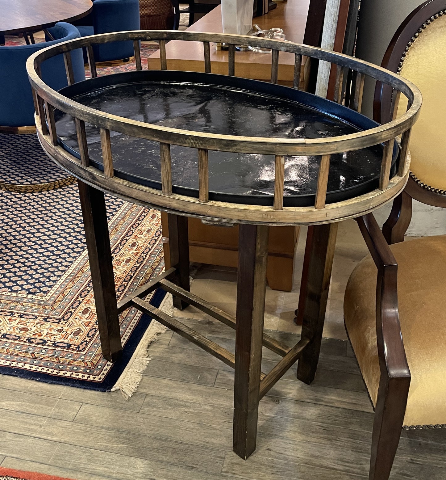 Vienna Liquor Stand/ Plant Stand with insert, AS IS (0H6002)