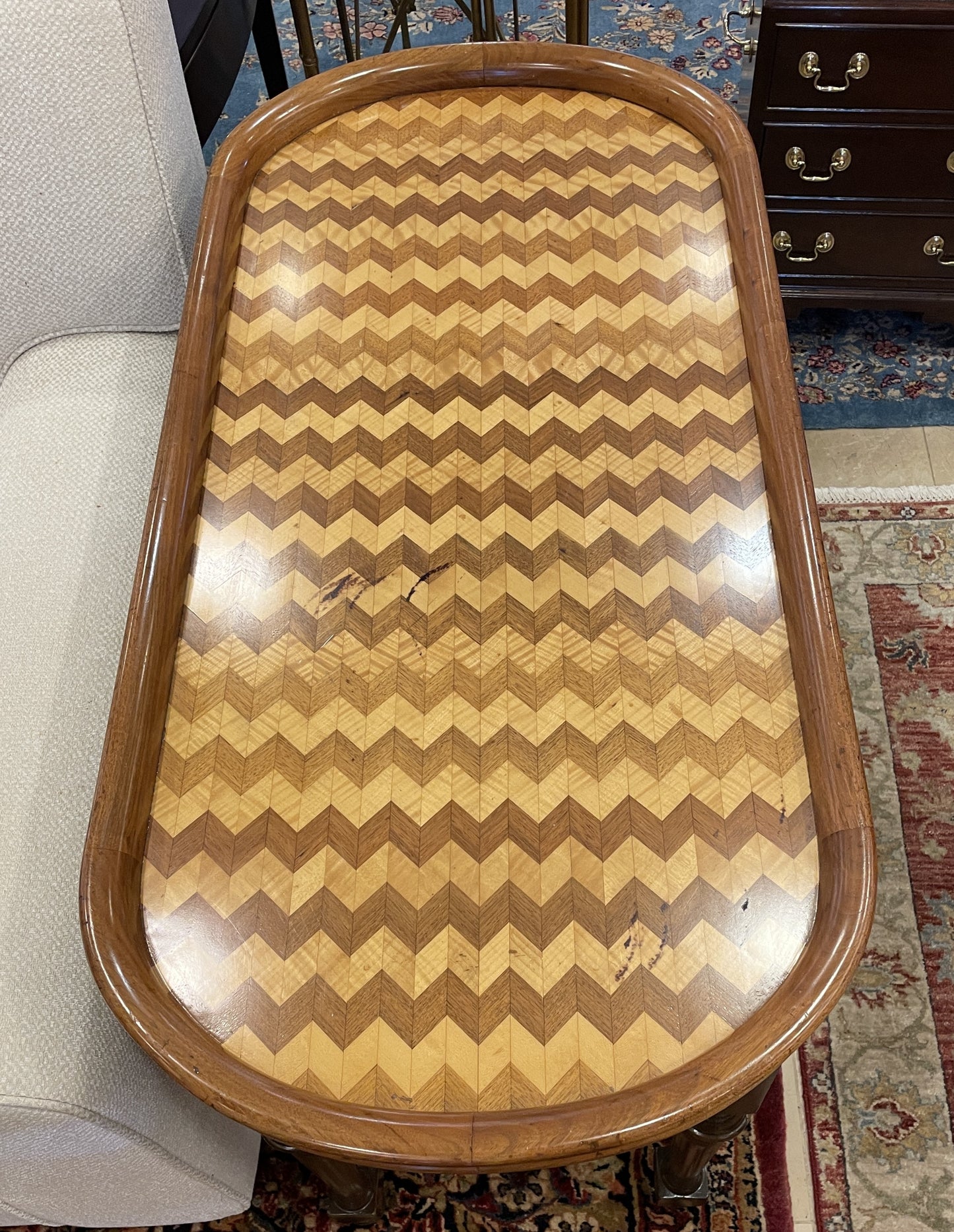 Oval Parquetry Library Table or Bar Table (00Y00H)