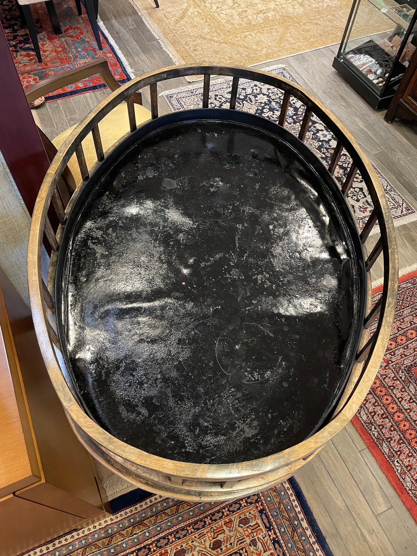 Vienna Liquor Stand/ Plant Stand with insert, AS IS (0H6002)