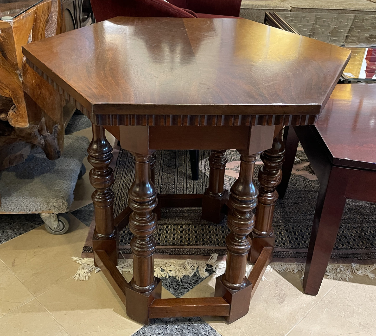 Walnut Hexagon Center Table (00Y00I)