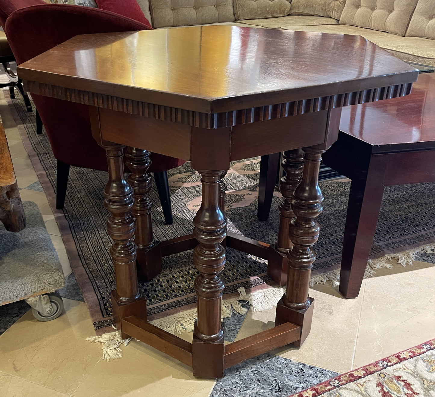 Walnut Hexagon Center Table (00Y00I)