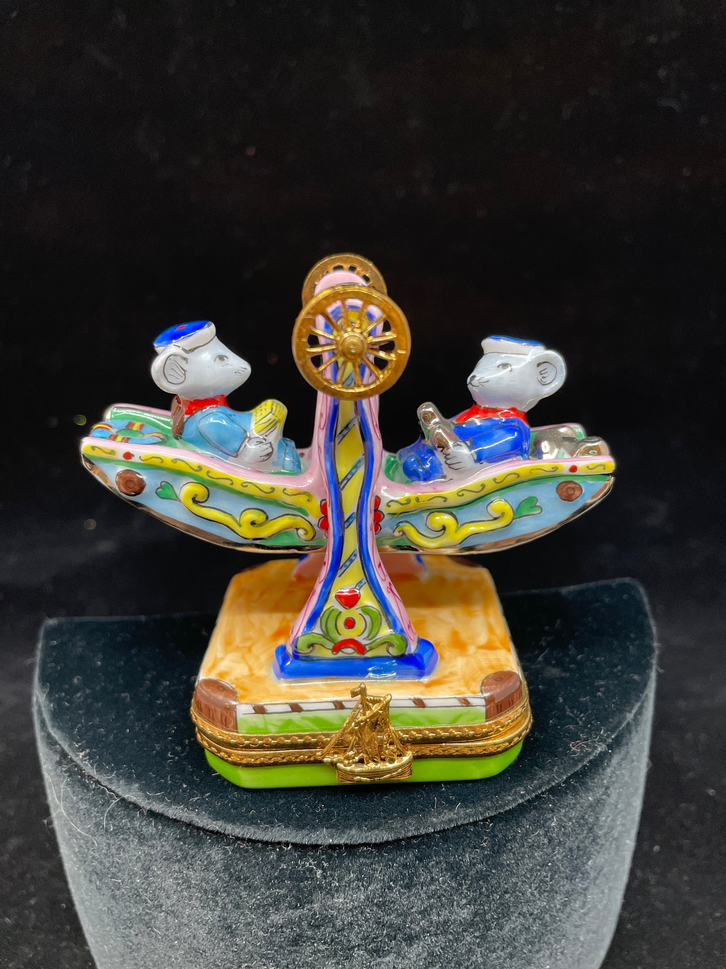 Limoges Carnival Ride with Mice Trinket Box