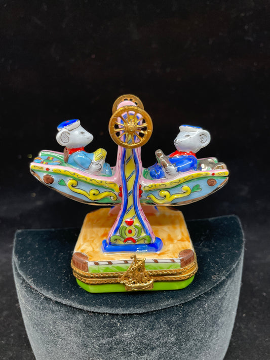 Limoges Carnival Ride with Mice Trinket Box