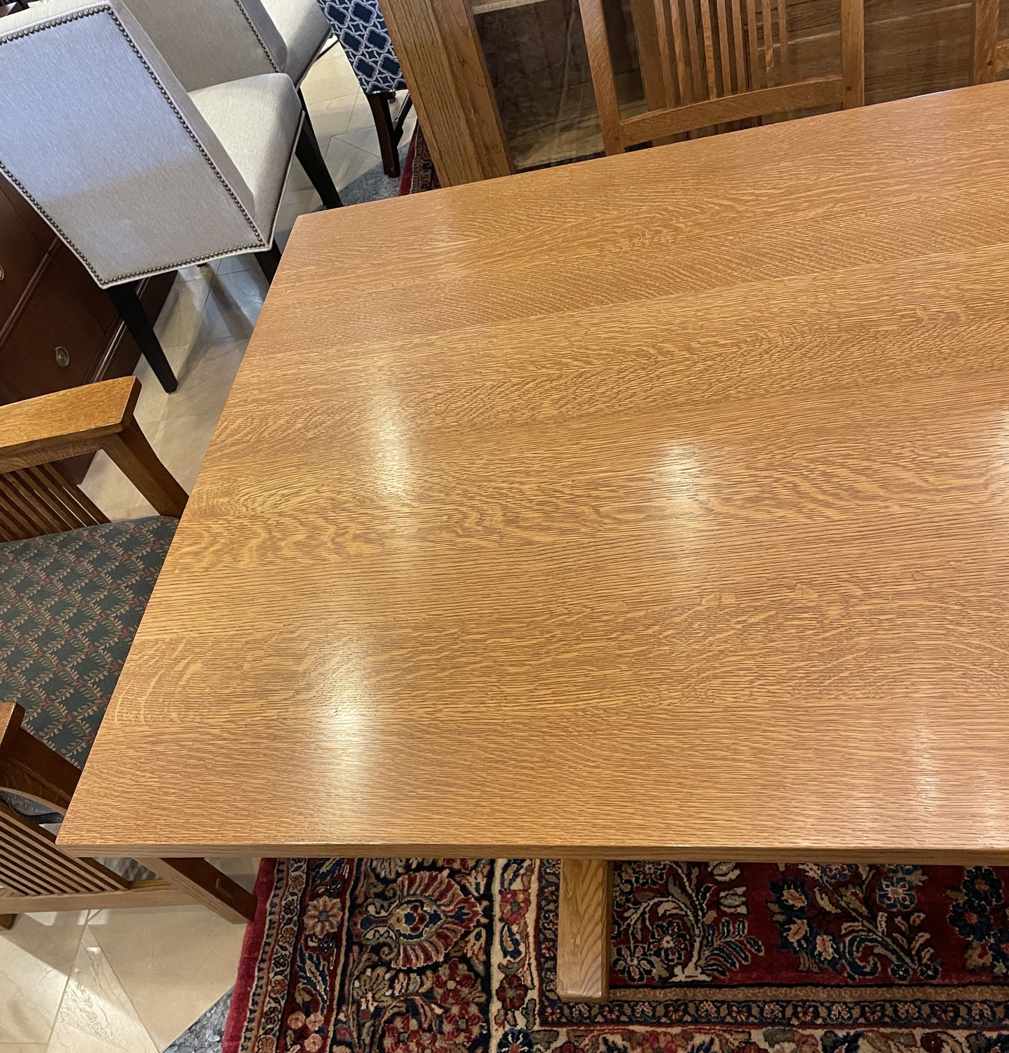 Stickley Mission Trestle Table with 6 Chairs (0OP001)