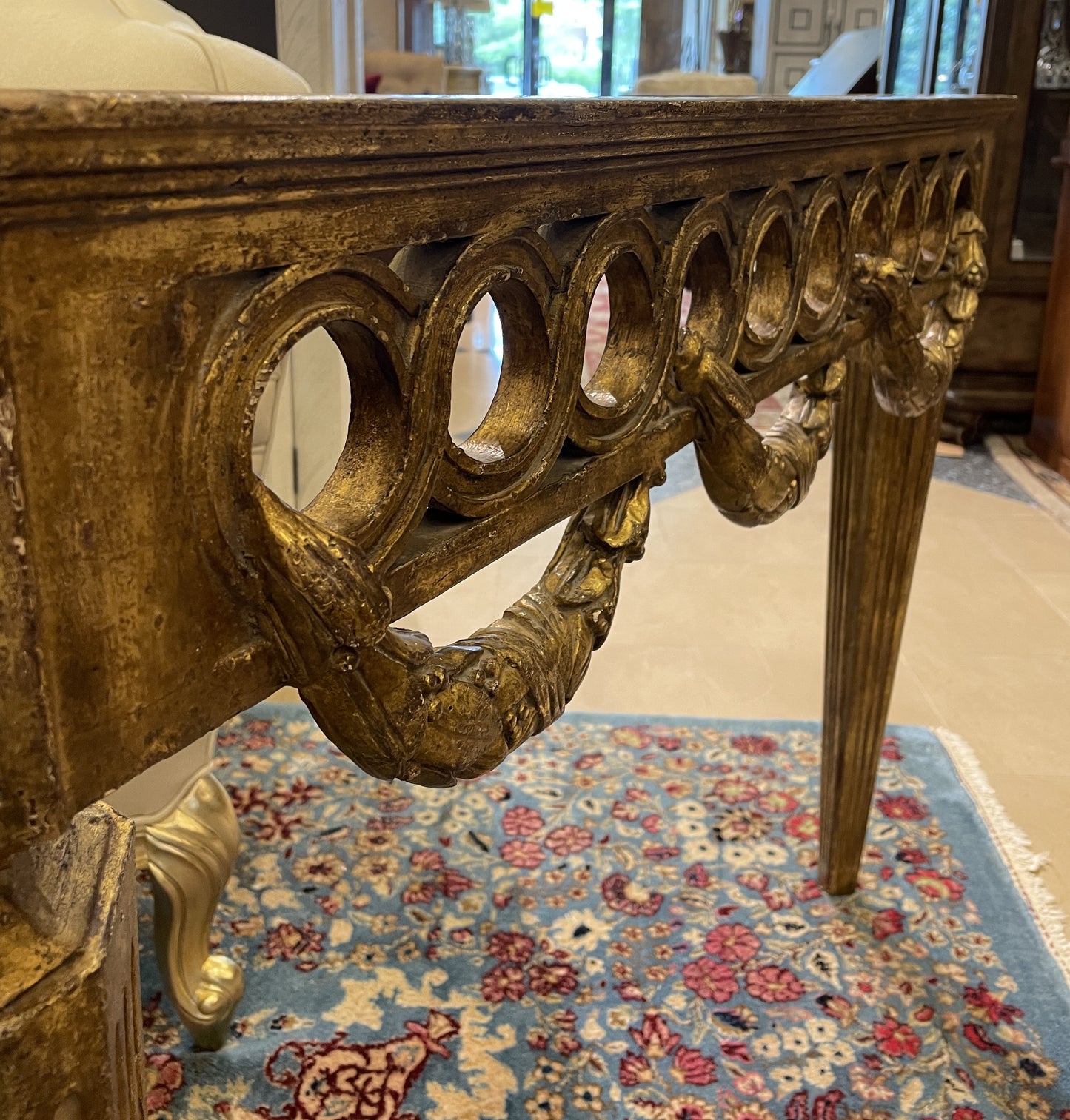 Parcel Gilt Wall Mount Console with Marble Top (Two available 0OH003 0OH004)