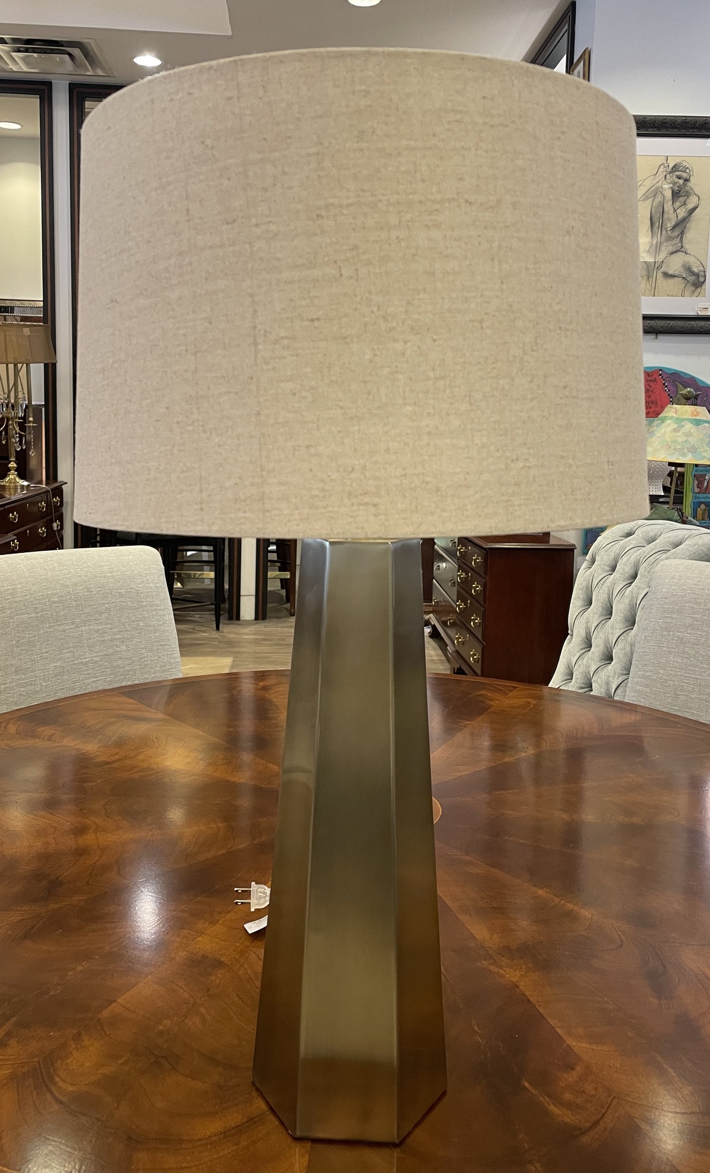 Bassett "Marsham" Brushed Gold Lamps, A Pair (03T003)