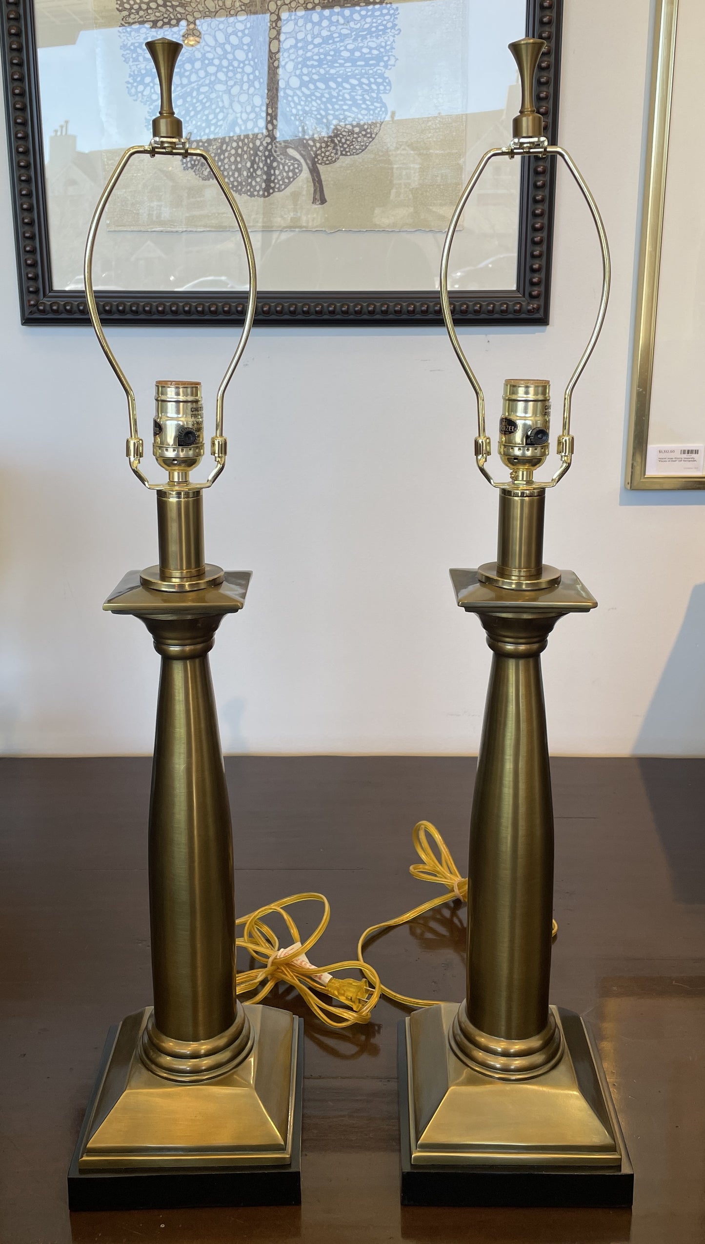 Quoizel Brushed Brass Table Lamps, a Pair (0L5003)