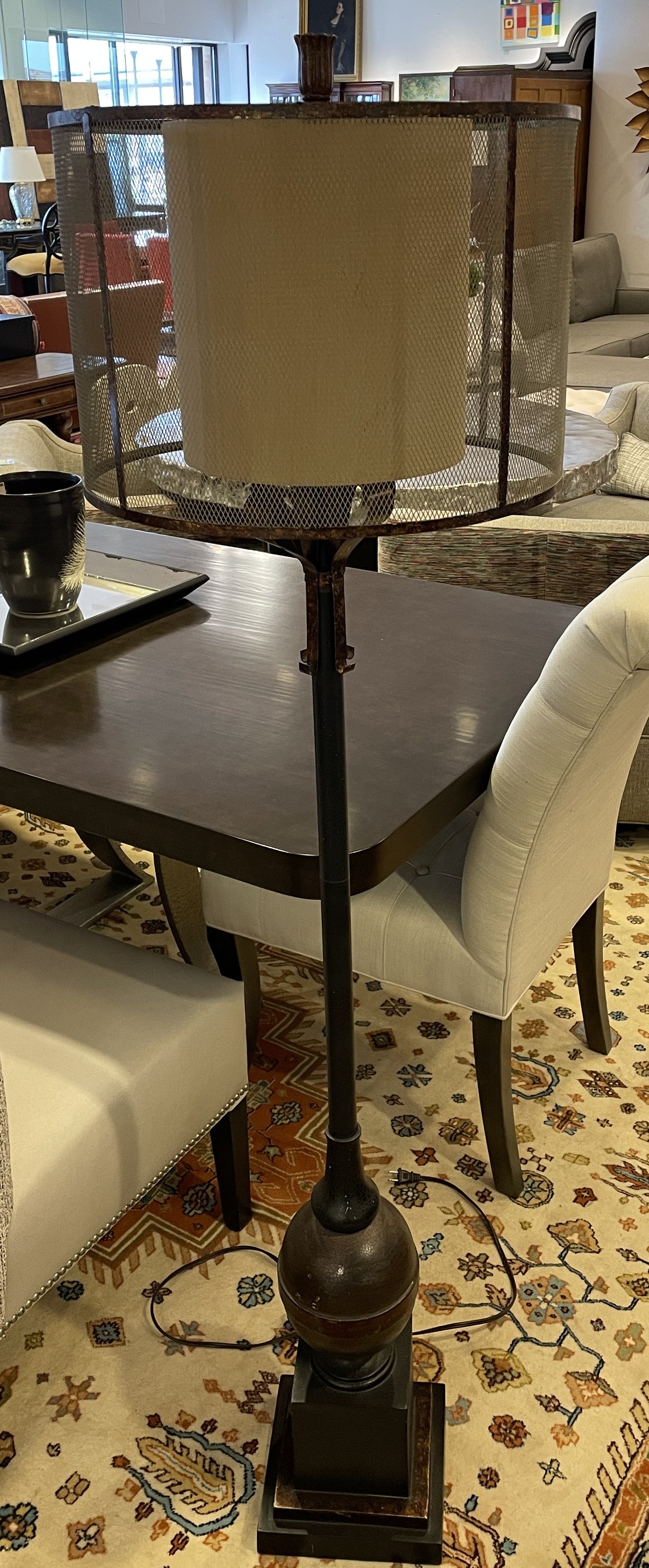 Iron Floor Lamp with Mesh Shade (0L700C)