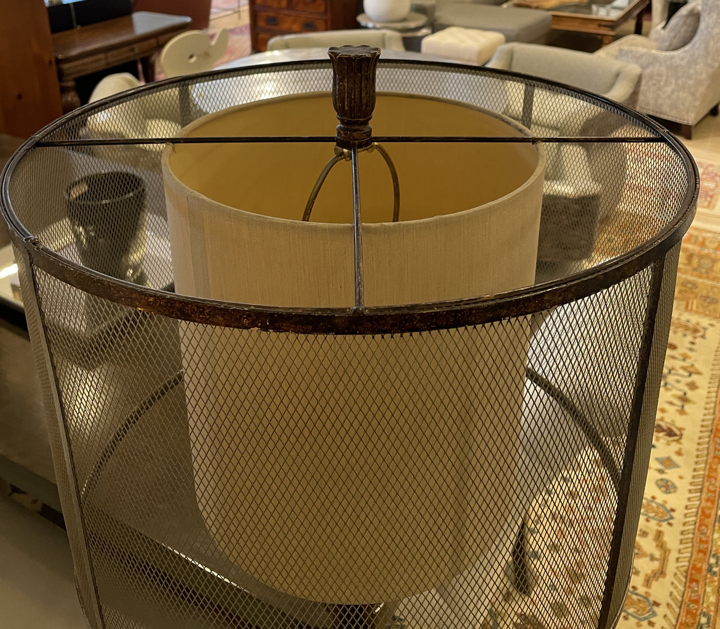 Iron Floor Lamp with Mesh Shade (0L700C)
