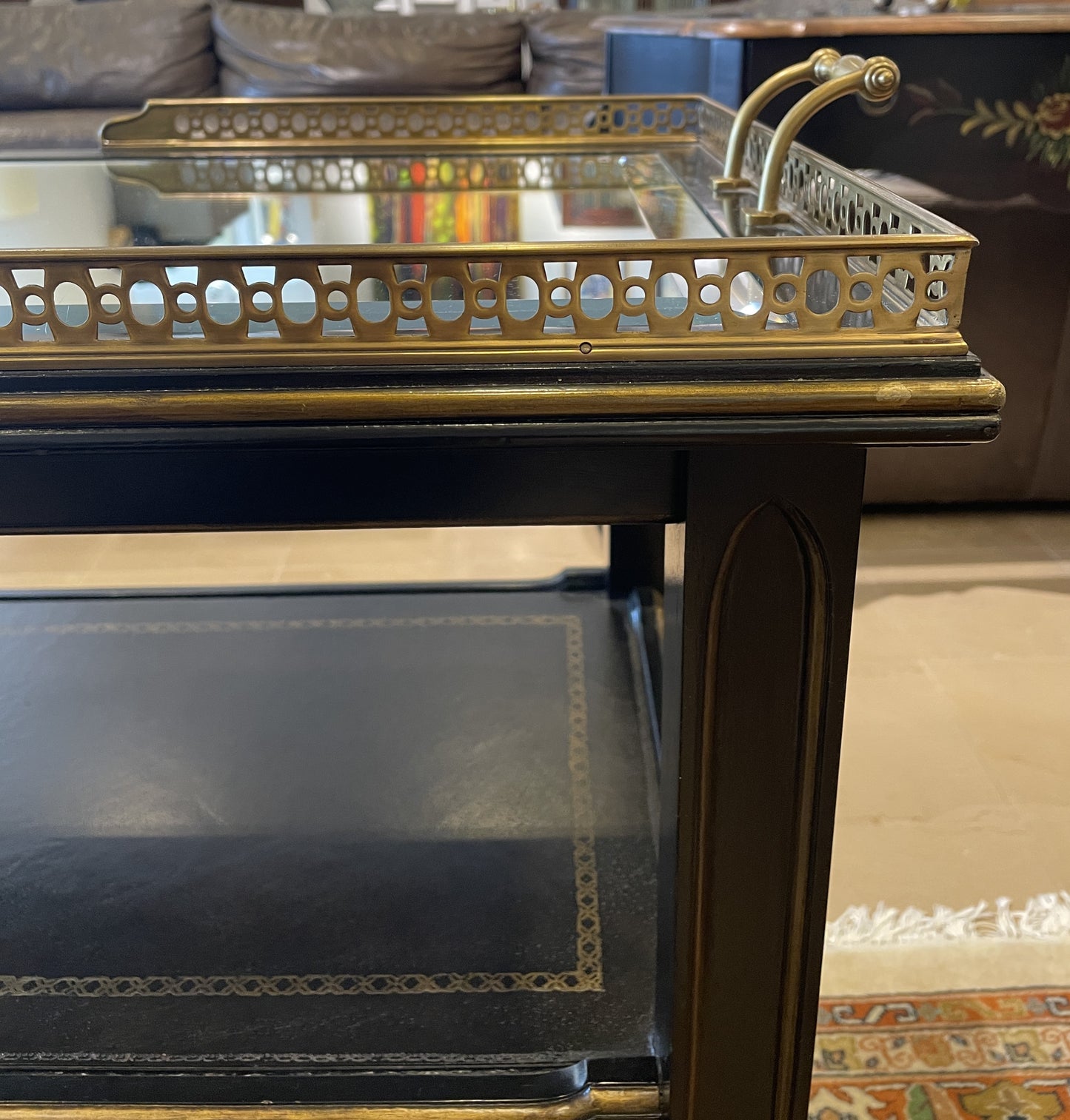 Maitland Smith Trolley Serving Cart, regency style with mirrored top (05S00N)