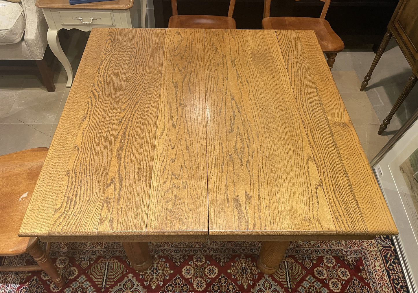 Antique Quarter Sawn Oak Dining Table, 5 leaves (0OS002)