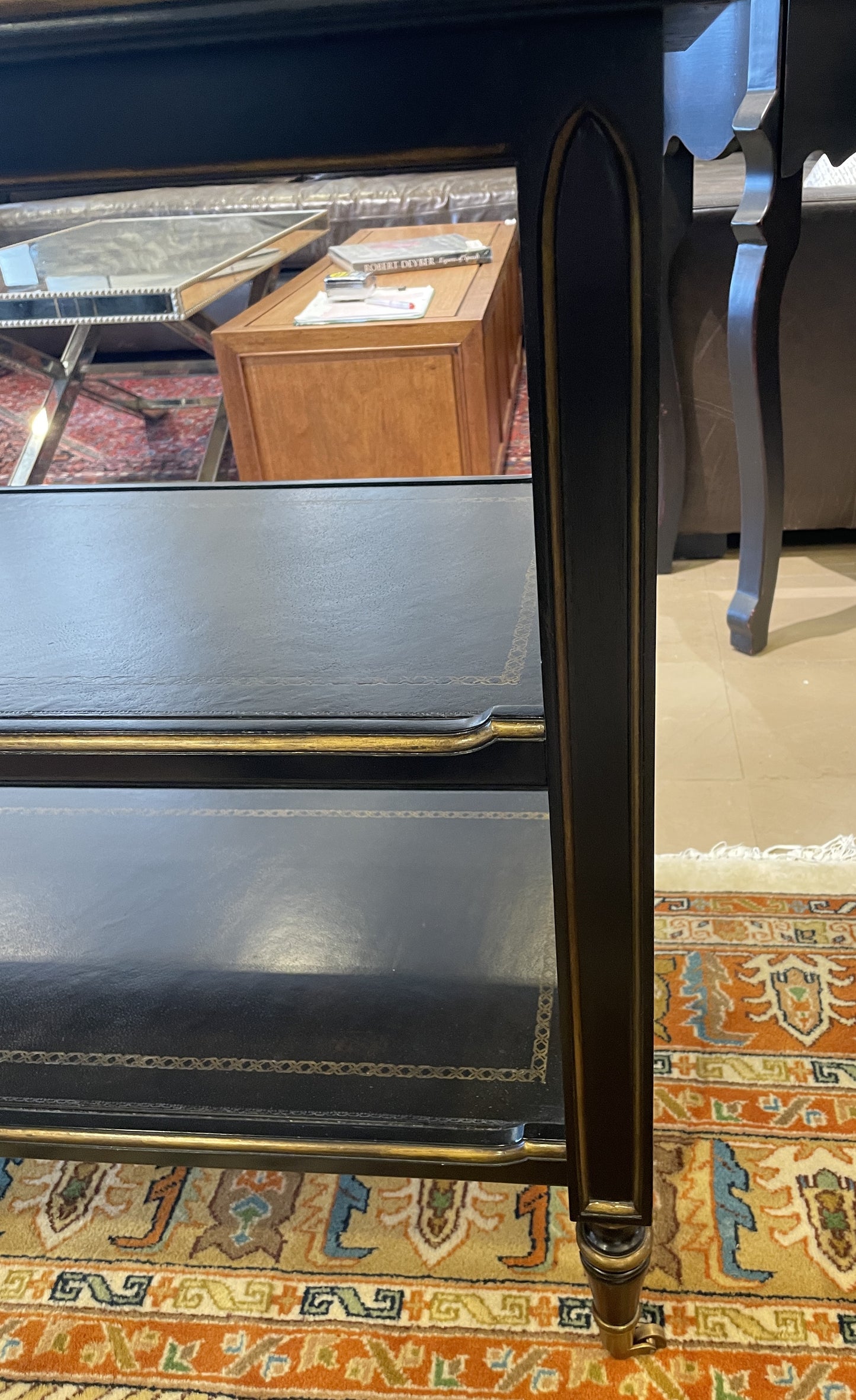 Maitland Smith Trolley Serving Cart, regency style with mirrored top (05S00N)