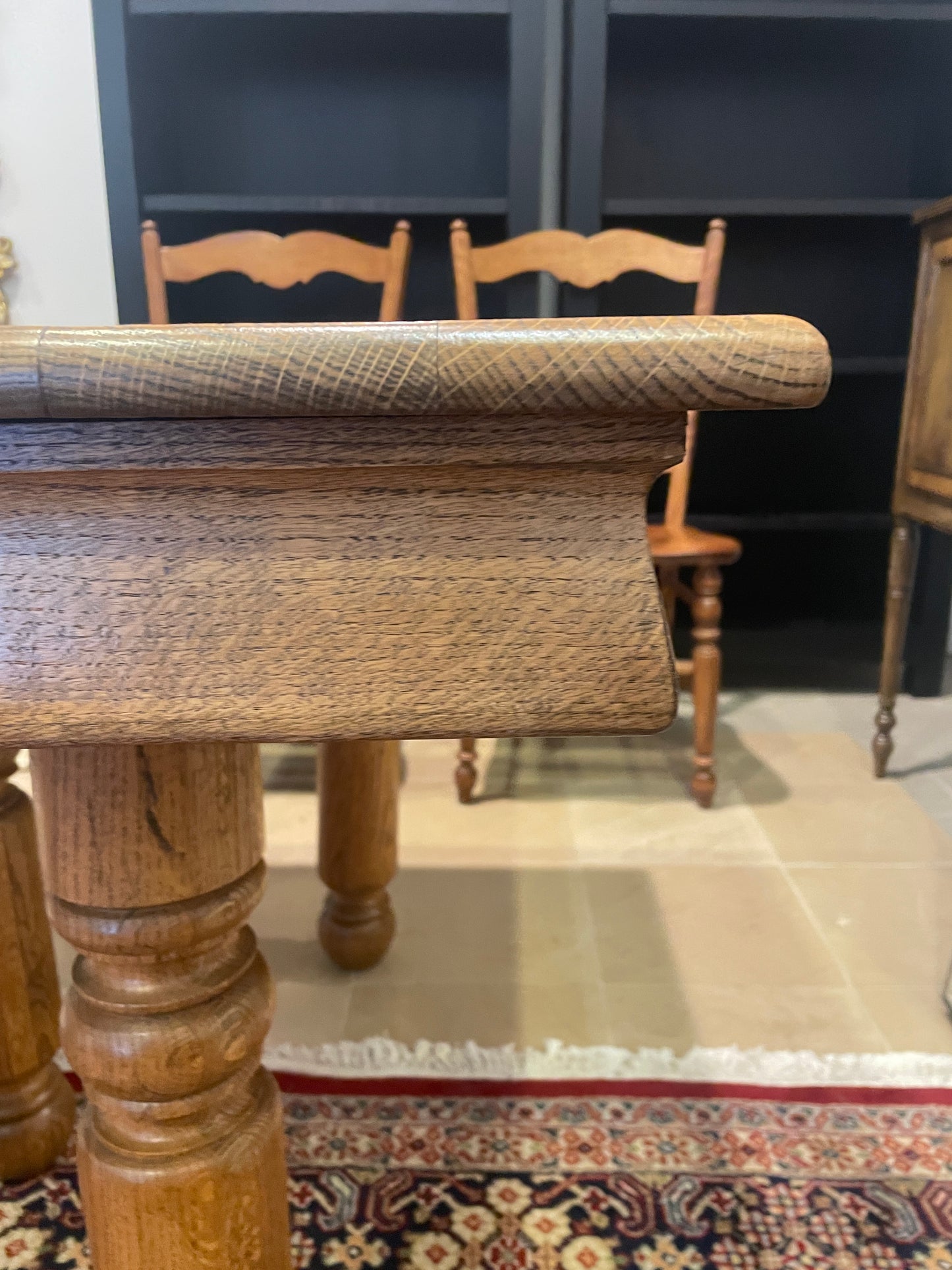 Antique Quarter Sawn Oak Dining Table, 5 leaves (0OS002)