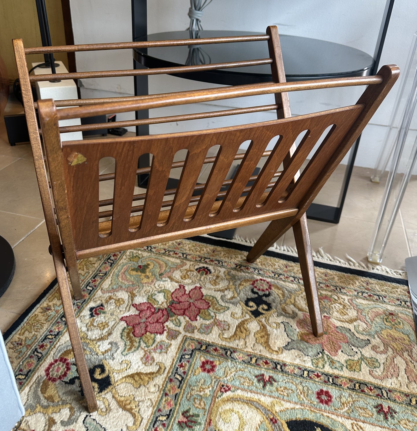 Navco Yugoslovia Folding Teak Magazine Rack (0NG008)