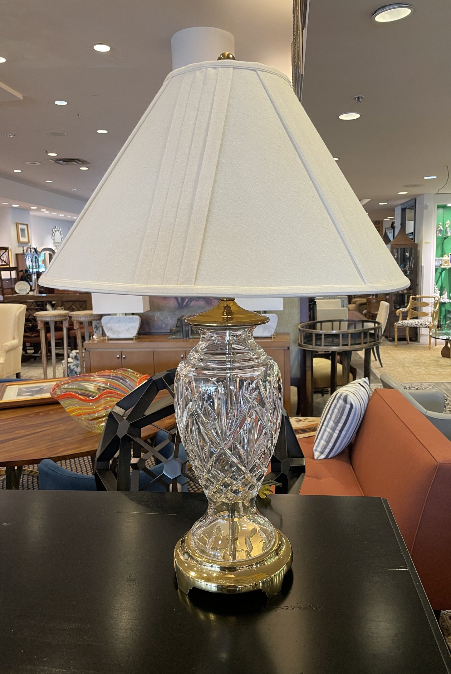 Pr. Waterford Lamps with Custom Shades (0HB001)