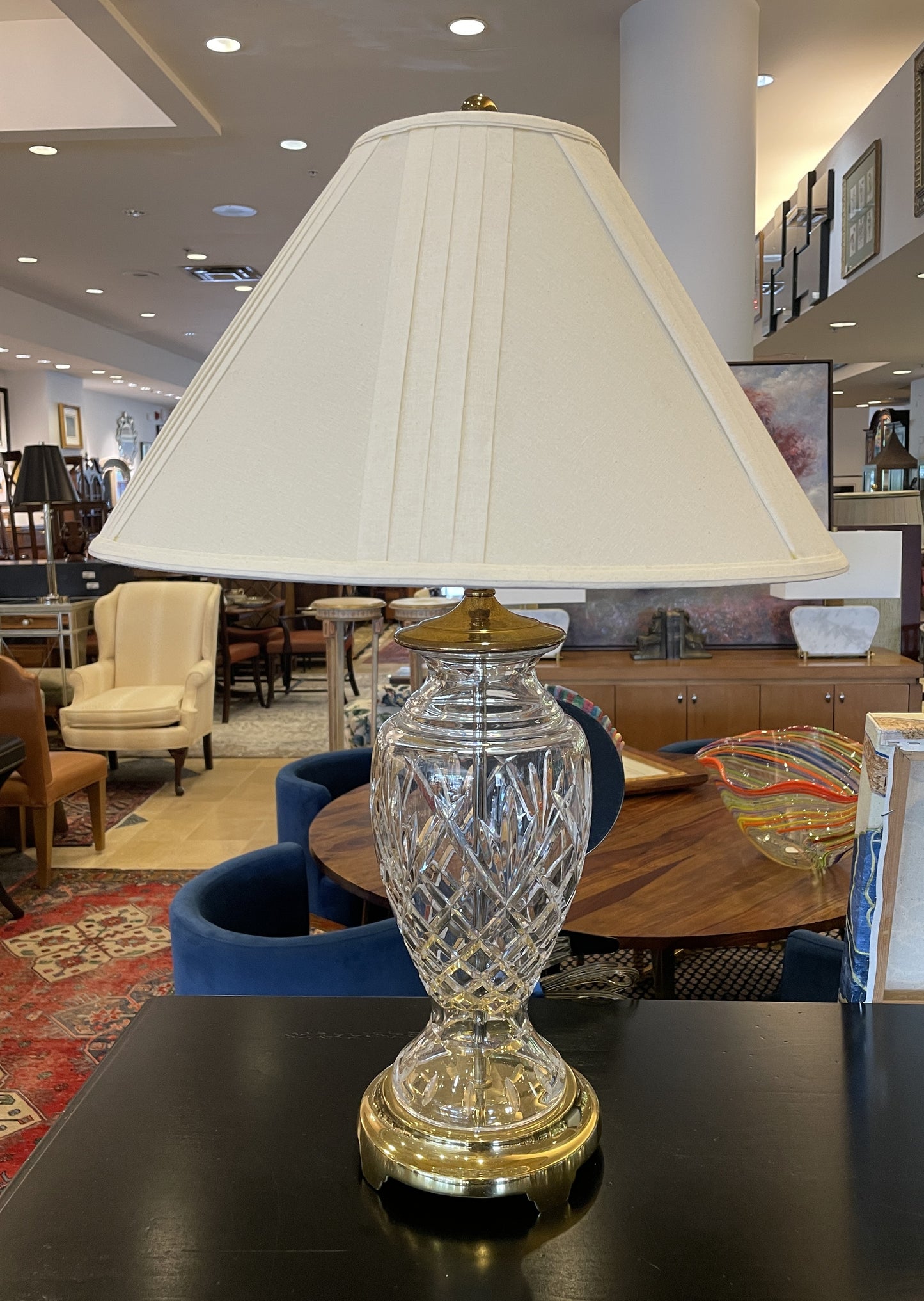 Pr. Waterford Lamps with Custom Shades (0HB001)