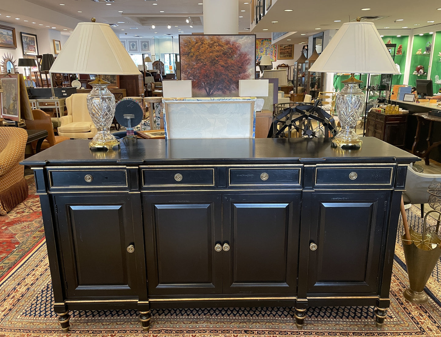 Pr. Waterford Lamps with Custom Shades (0HB001)