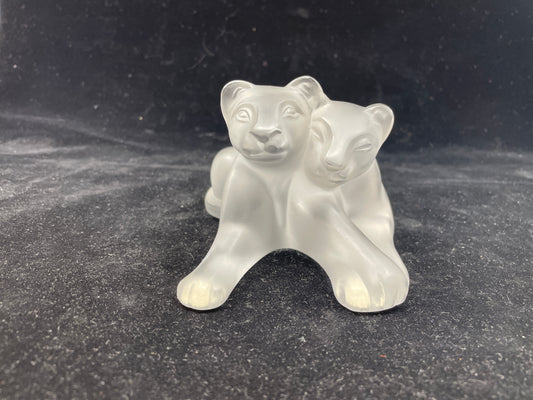 Lalique Lion Cubs, a Pair (03001W)