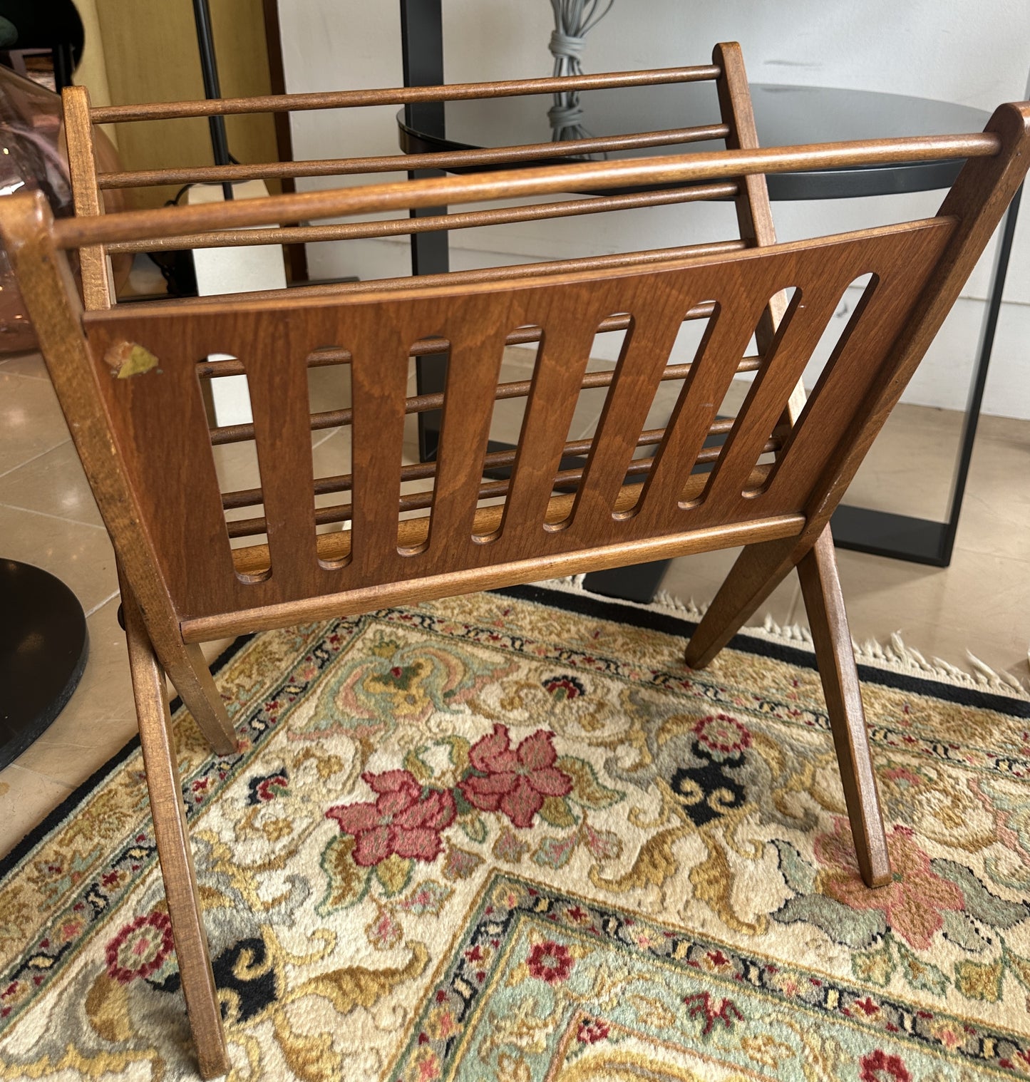 Navco Yugoslovia Folding Teak Magazine Rack (0NG008)