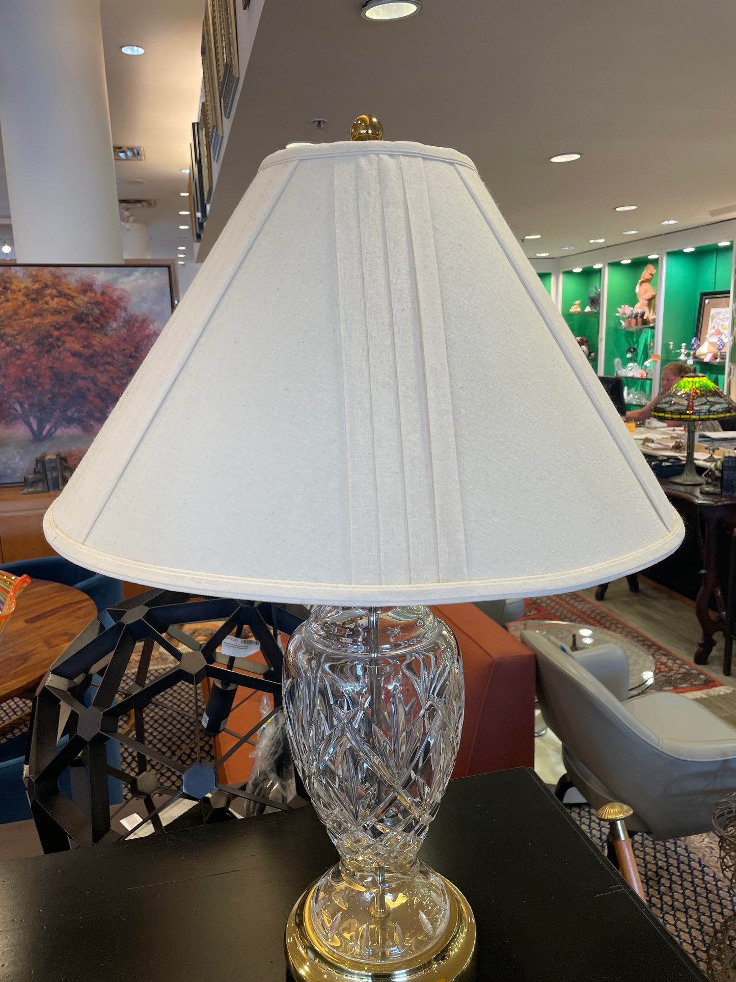 Pr. Waterford Lamps with Custom Shades (0HB001)