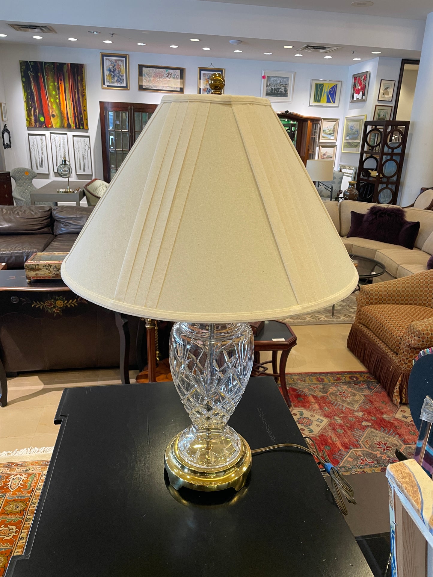 Pr. Waterford Lamps with Custom Shades (0HB001)