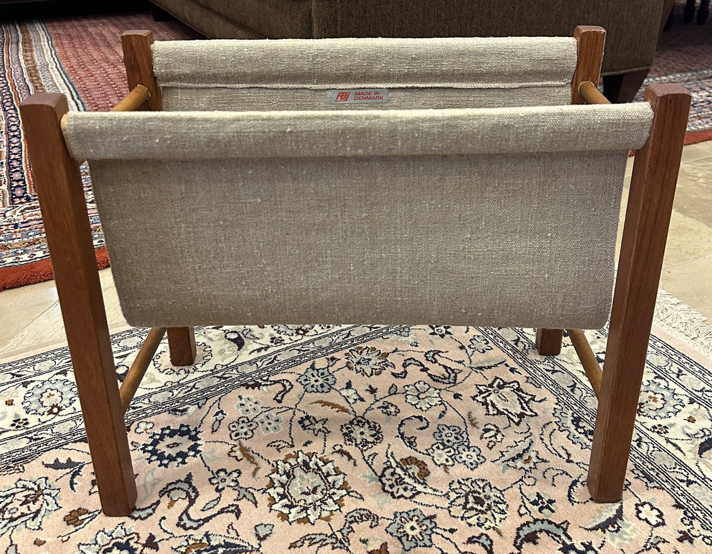 Vintage FBJ Mobler Teak and Canvas Magazine Rack (0NG007)