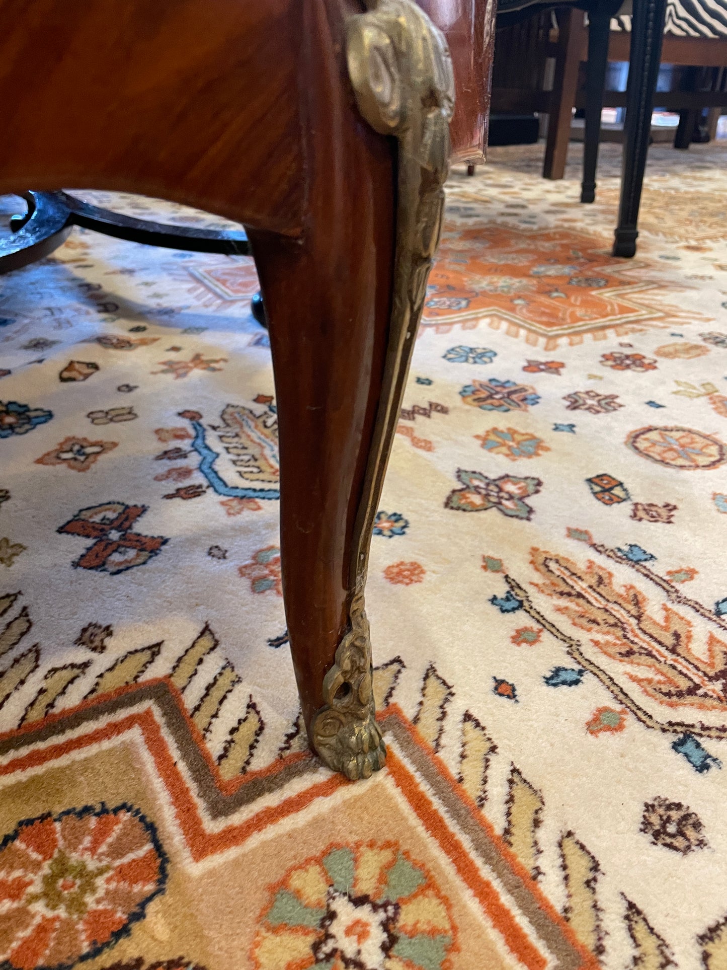 Italian Marquetry Demilune with applied bronze ormolu (0BN005)