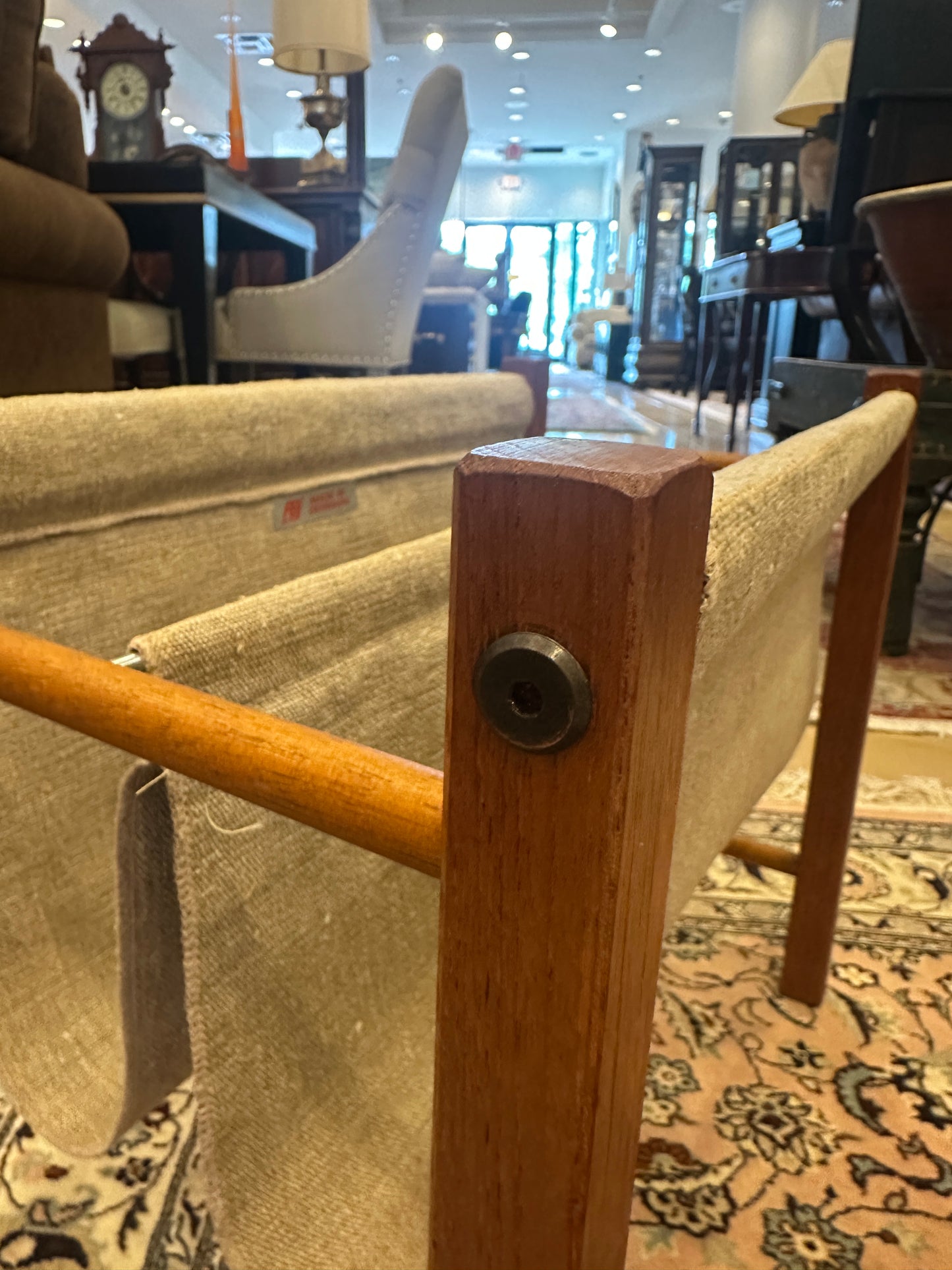 Vintage FBJ Mobler Teak and Canvas Magazine Rack (0NG007)