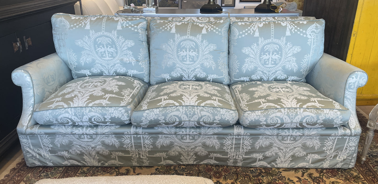 Dessin Fournir Blue Damask Sofa, AS IS (Two available 00Y00K 00Y00L)