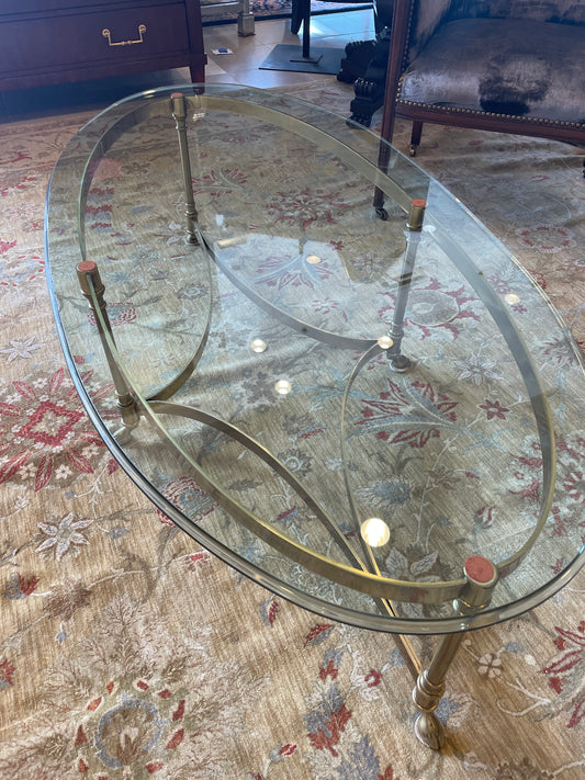LaBarge Oval Coffee Table, Glass Top (01100H)