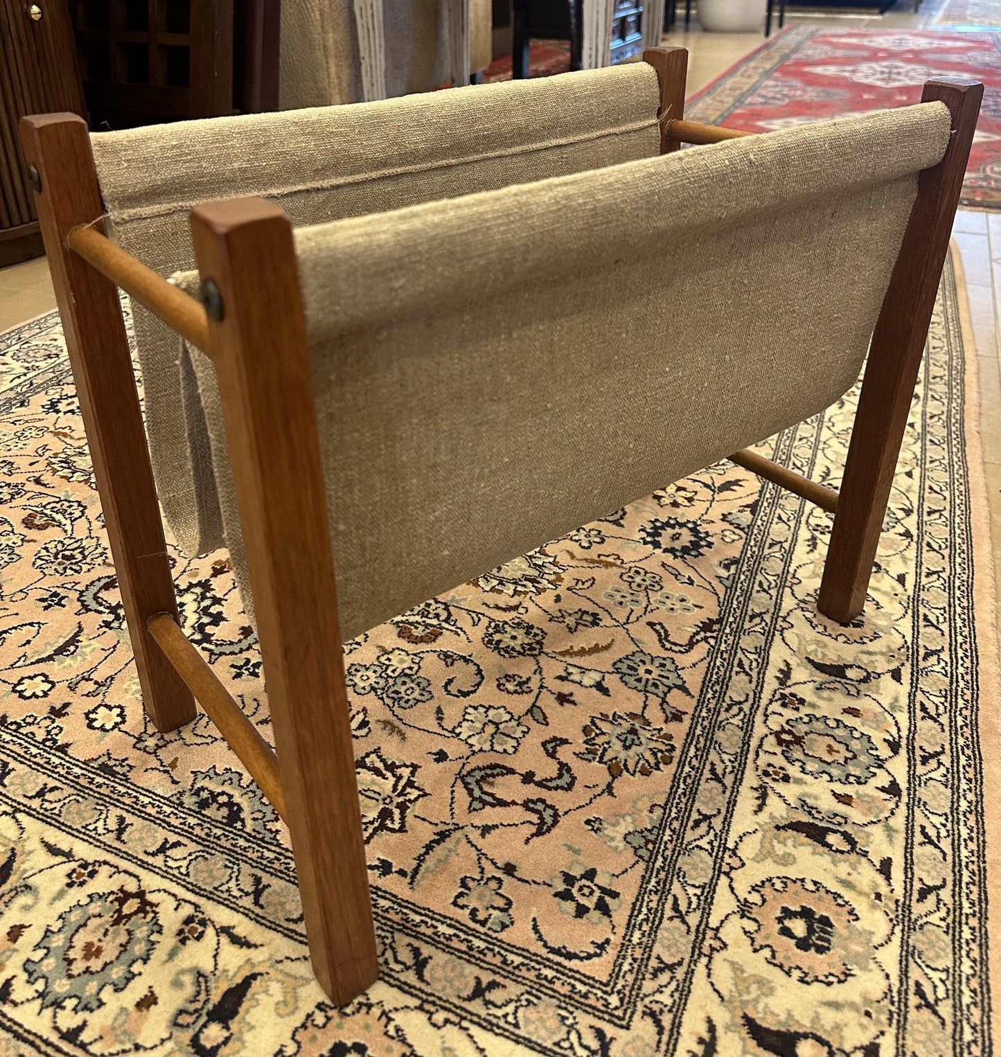 Vintage FBJ Mobler Teak and Canvas Magazine Rack (0NG007)