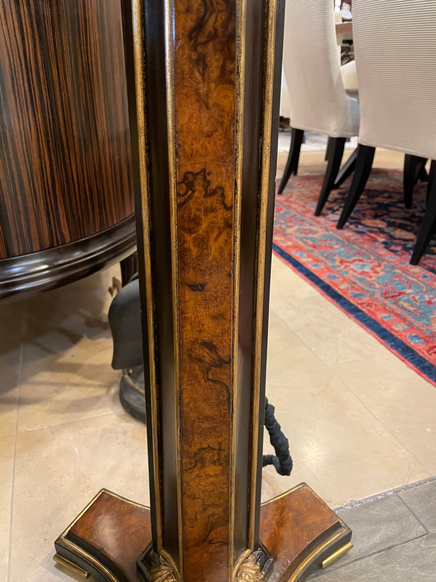Maitland Smith Burled Wood Regency-style floor lamp (05S00Z)