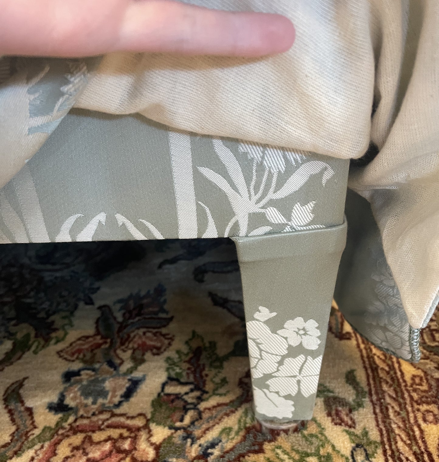Dessin Fournir Blue Damask Sofa, AS IS (Two available 00Y00K 00Y00L)