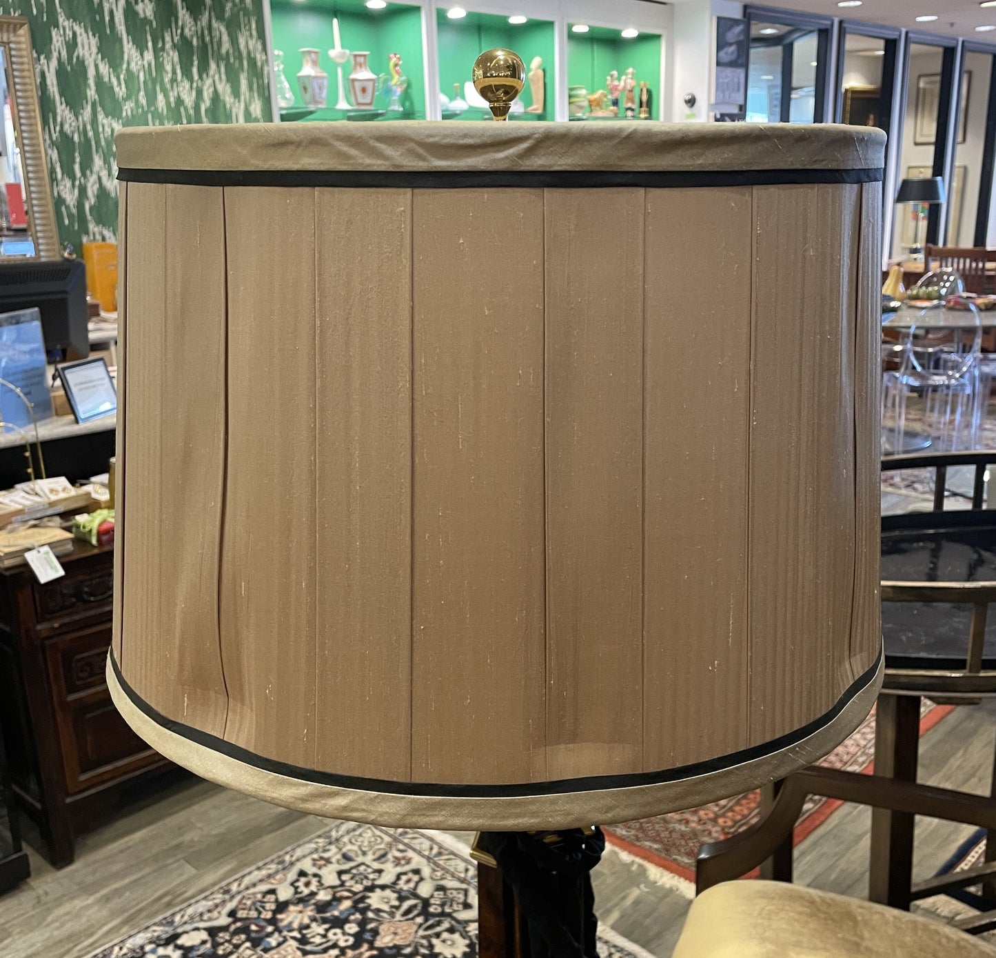 Maitland Smith Burled Wood Regency-style floor lamp (05S00Z)