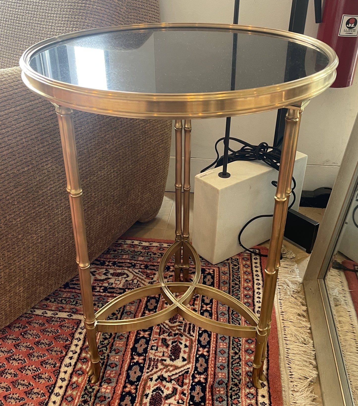 Global Views Double Bamboo Empire Style Slate and Brass End Table (0OT004)