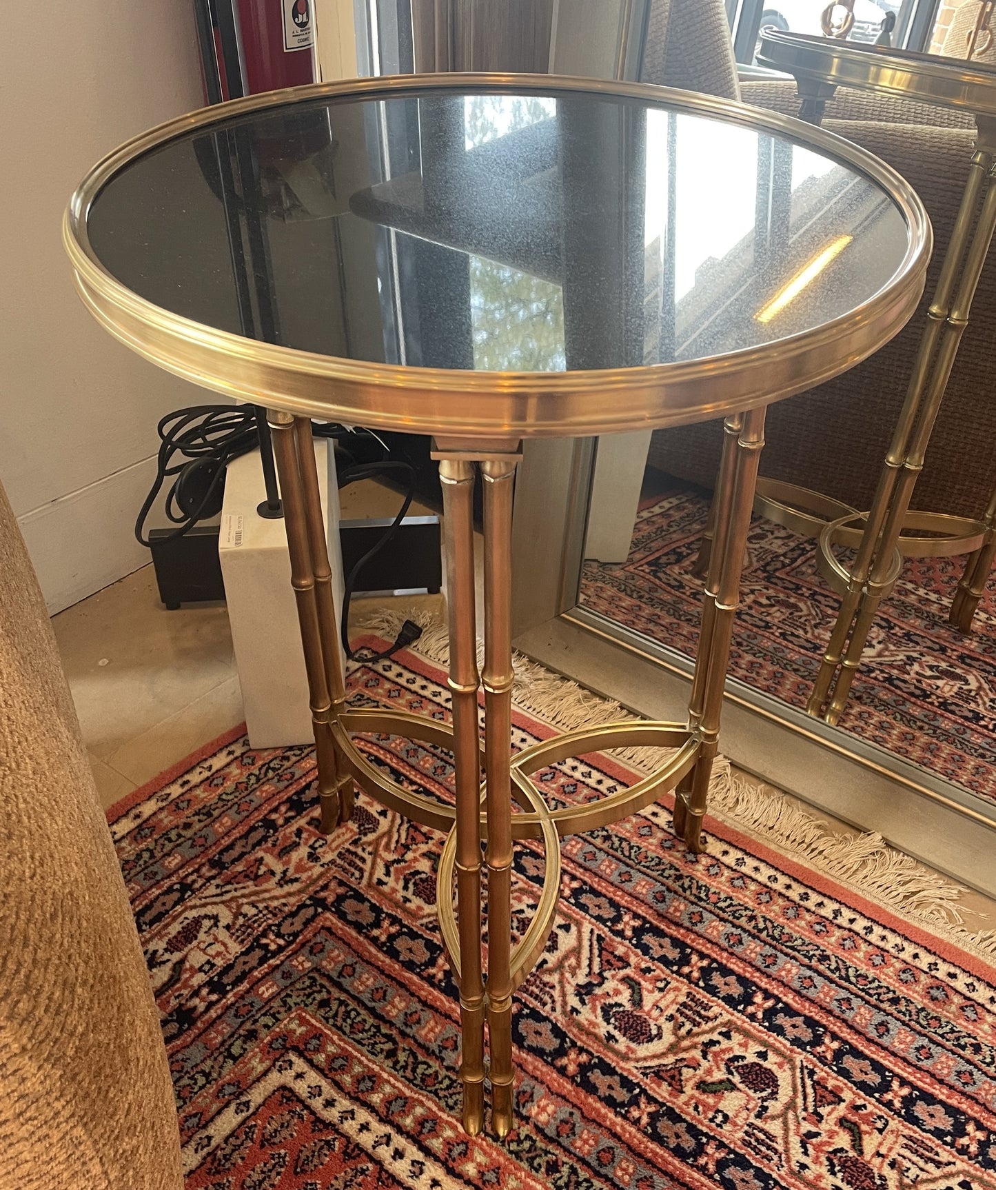Global Views Double Bamboo Empire Style Slate and Brass End Table (0OT004)