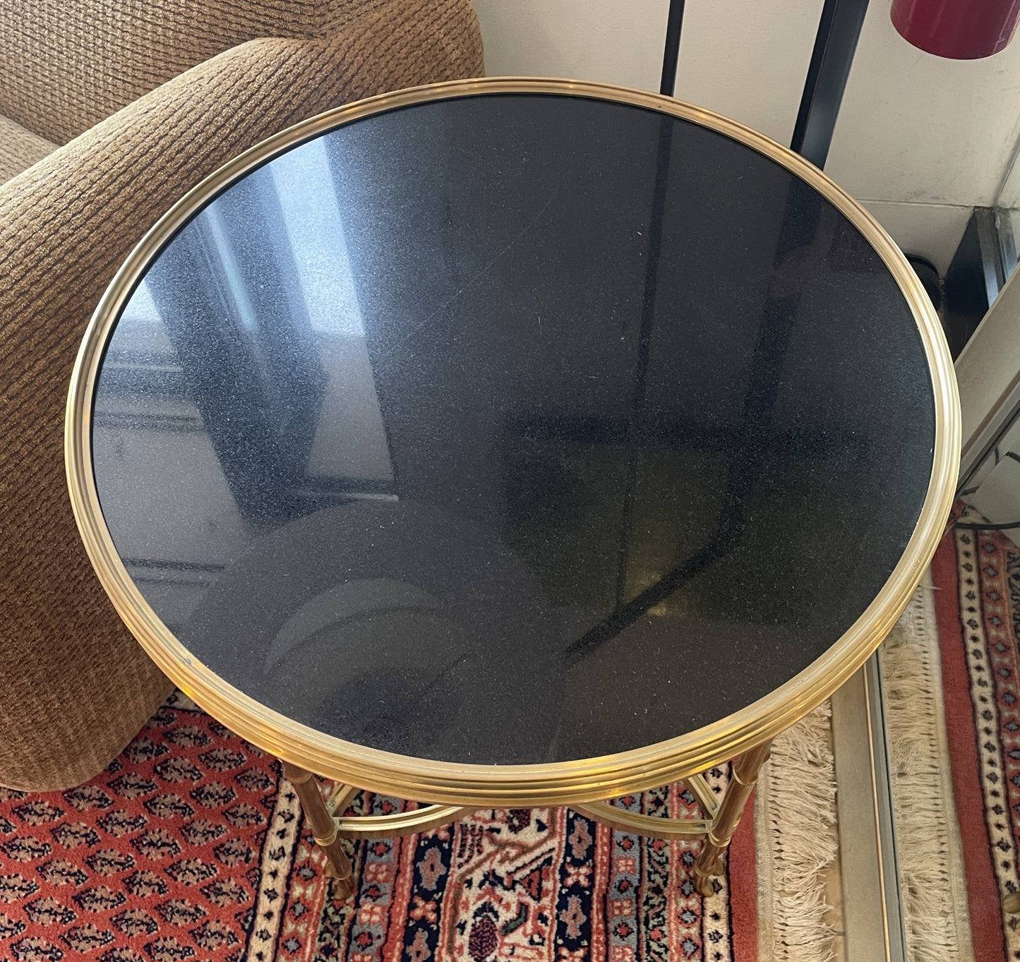 Global Views Double Bamboo Empire Style Slate and Brass End Table (0OT004)