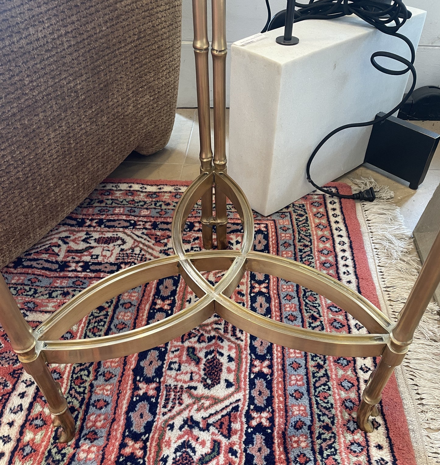 Global Views Double Bamboo Empire Style Slate and Brass End Table (0OT004)