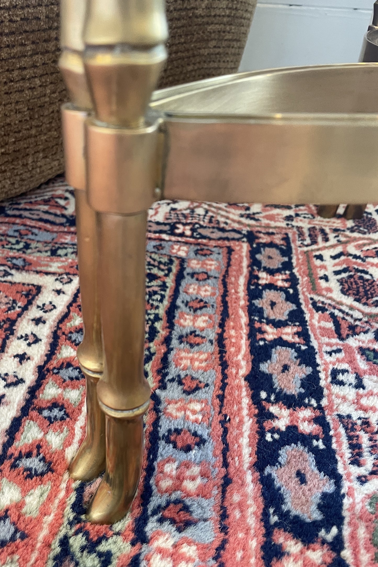 Global Views Double Bamboo Empire Style Slate and Brass End Table (0OT004)