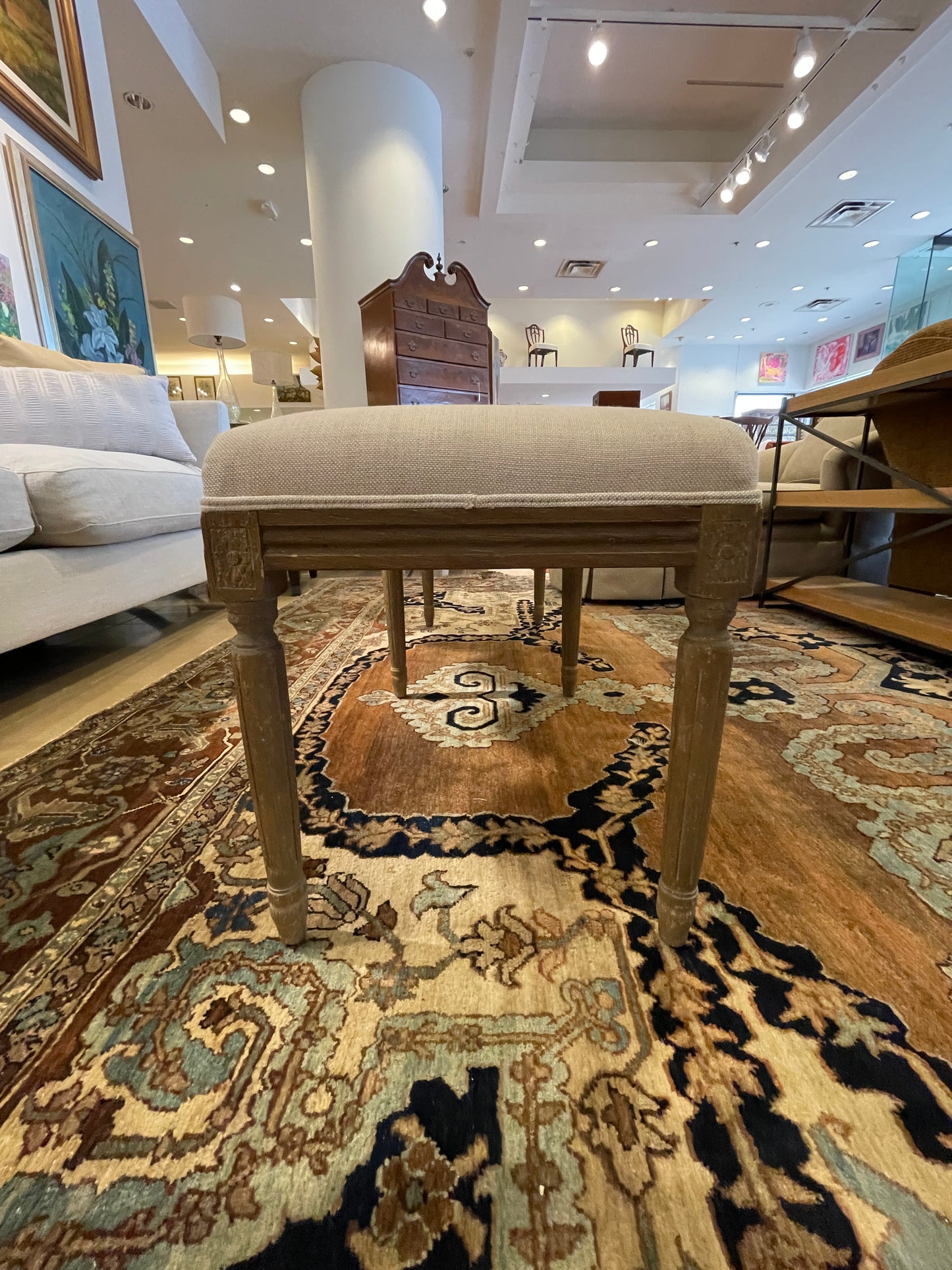 Restoration Hardware Linen Bench, AS IS (0L700R)