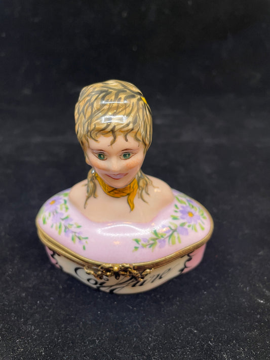 Limoges Coiffurre Bust Trinket Box (03002l)