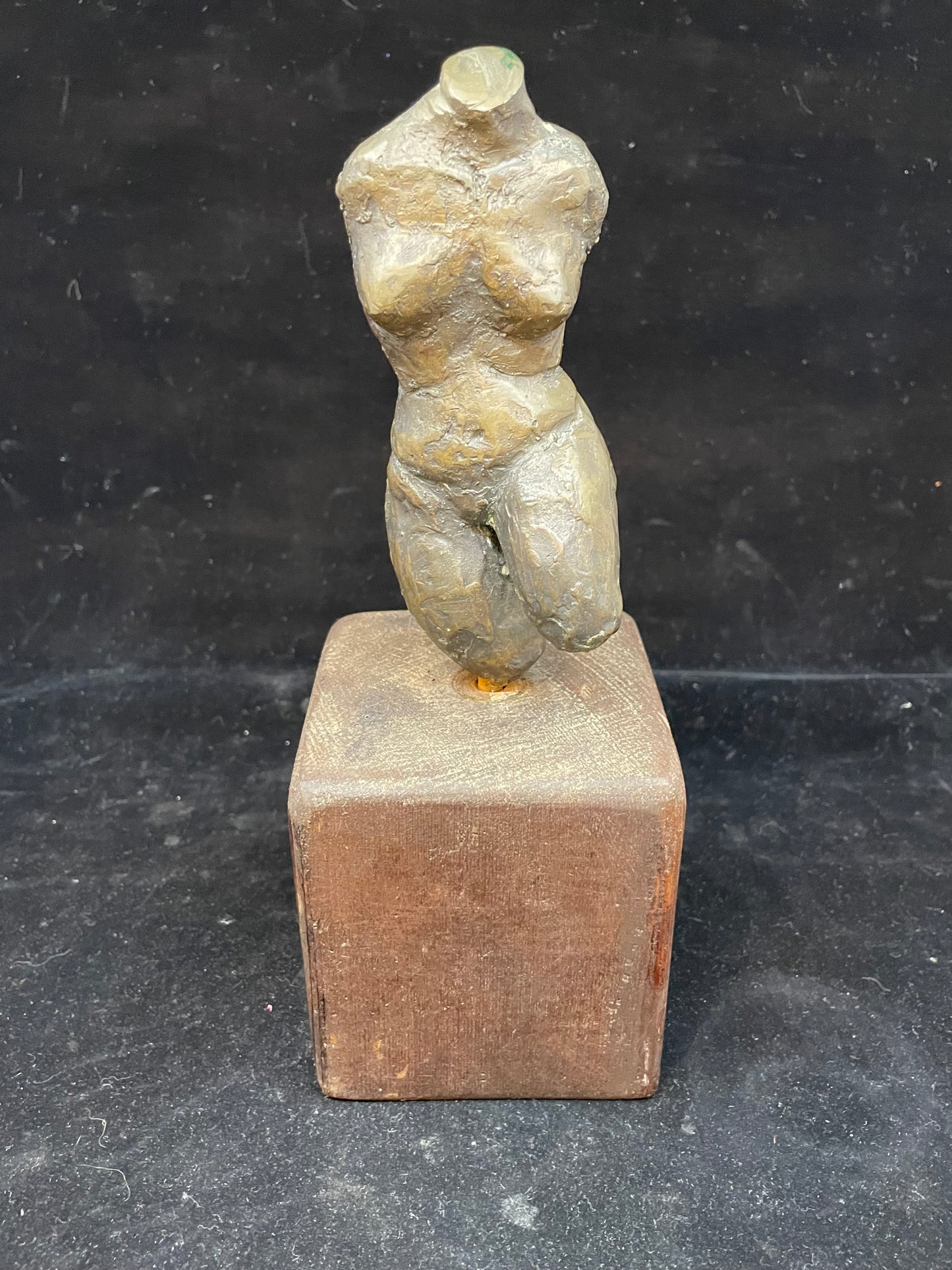 Bronze Woman Nude Sculpture on Wood Block