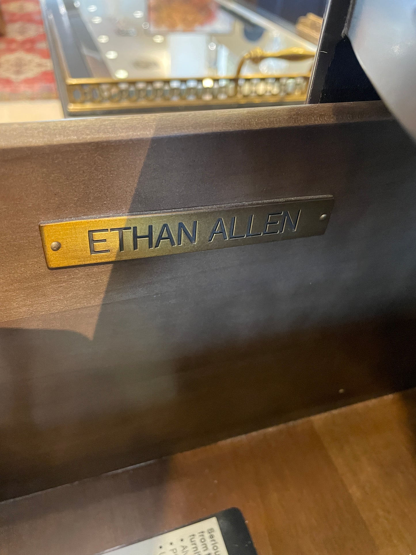 Ethan Allen Stratton Black and Gilded Demilune Chest (05S00O)